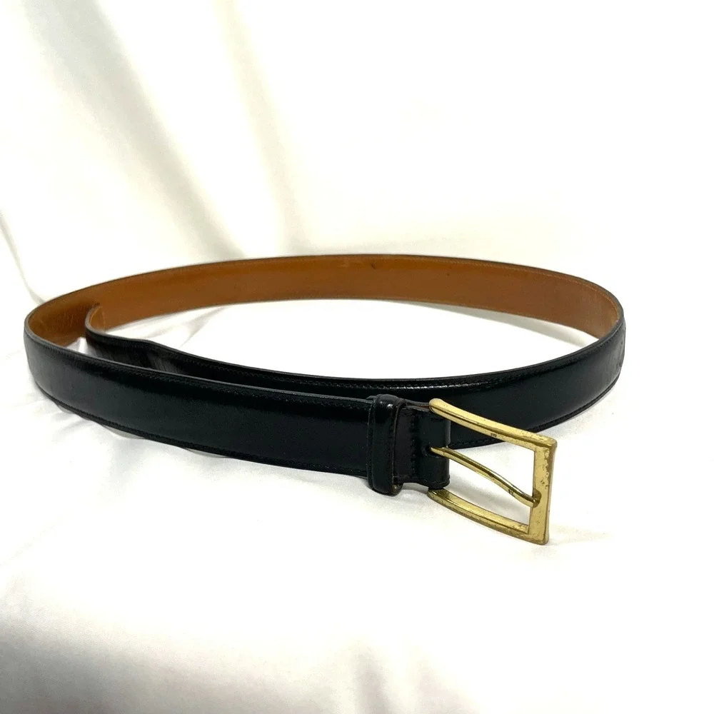 Brooks Brothers Dress Belt Mens Size 38 Black Smooth‎ Leather Made Italy 1111001